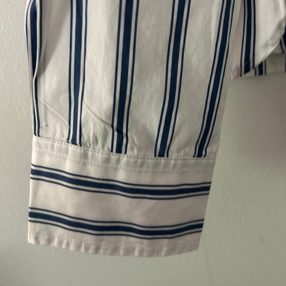 Gap Women's Button Up Blue Stripe Cotton Poplin Long Sleeve Shirt XL New - Picture 8 of 9